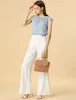Work Business Top Pleated Round Neck Chiffon Cap Sleeve Casual Blouse sold by Allegra K