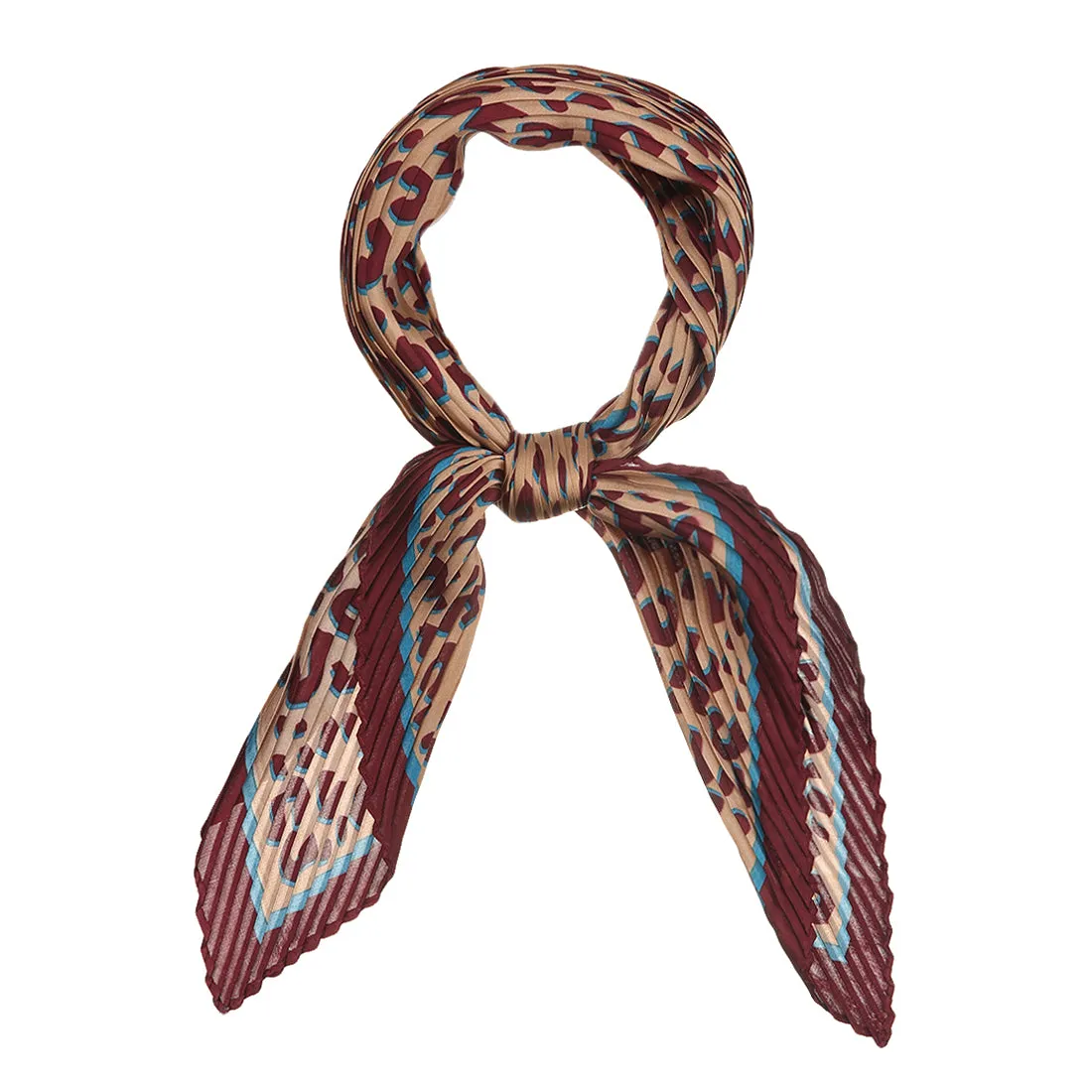Leopard Print Pleated Rhombus Scarf Neck Scarves Neckerchief Lady sold by Allegra K