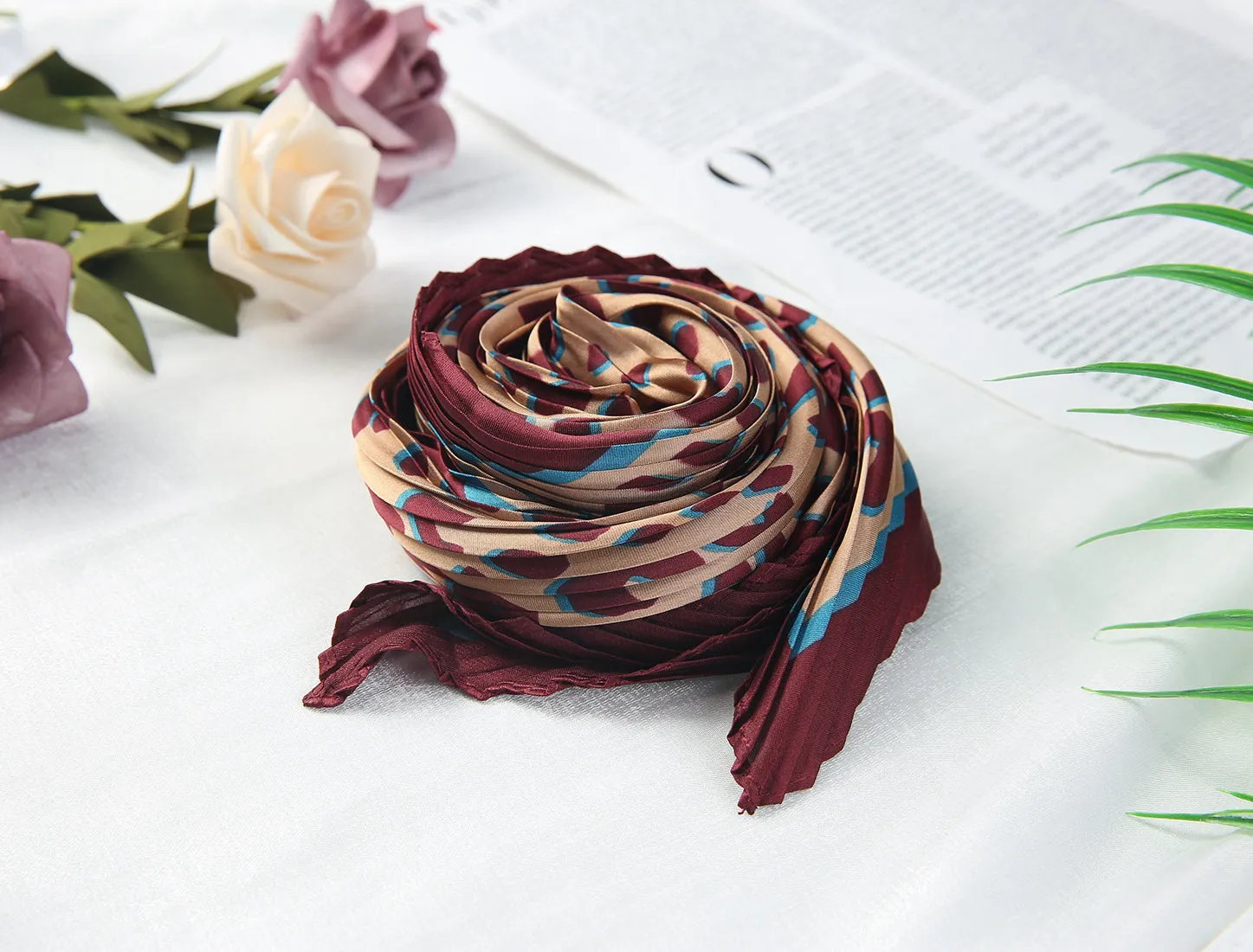 Leopard Print Pleated Rhombus Scarf Neck Scarves Neckerchief Lady sold by Allegra K product image thumbnail 2