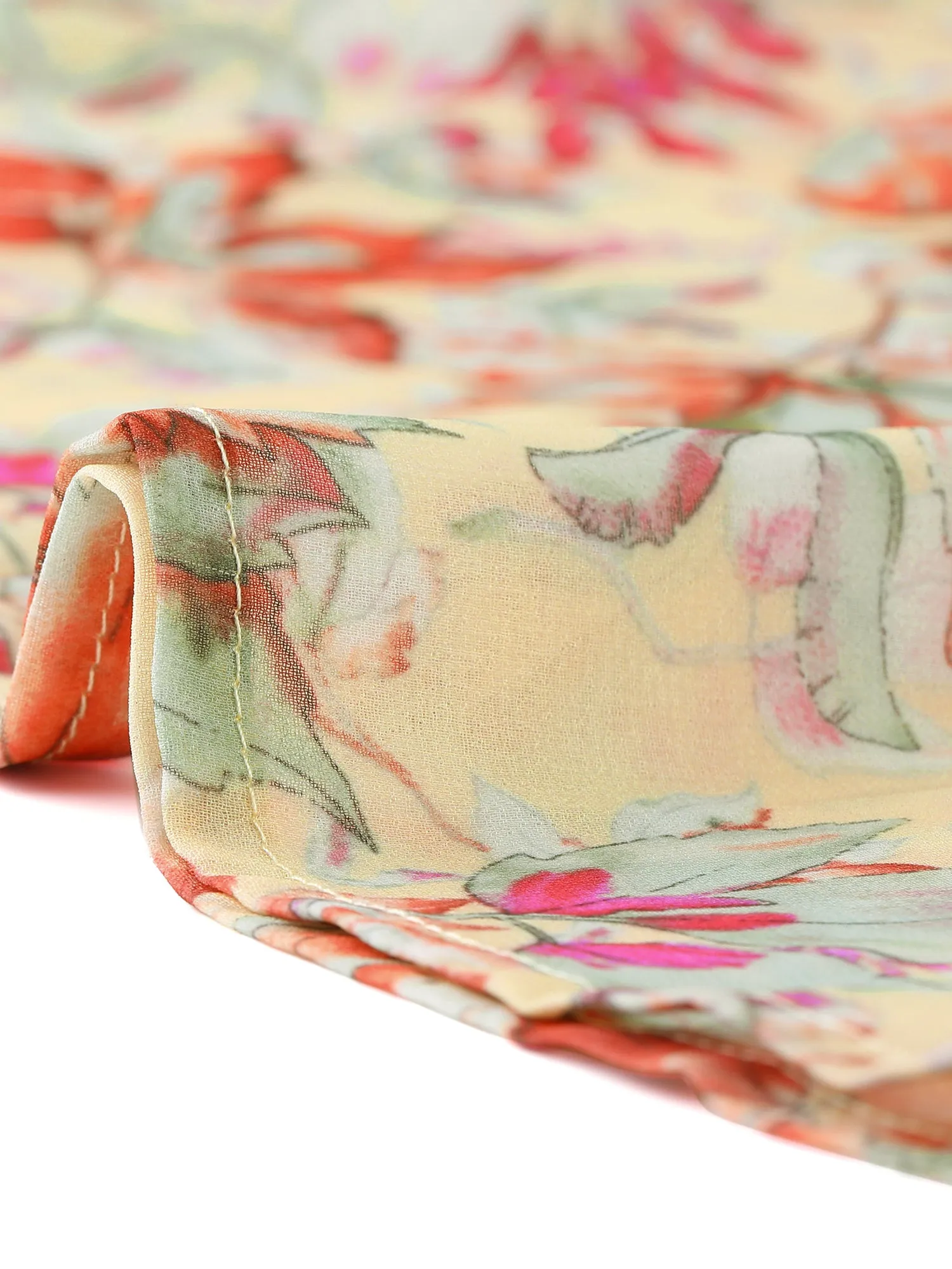 Casual Boho Floral Ruffle Sleeve Button Front Chiffon Blouse Top sold by Allegra K product image thumbnail 4