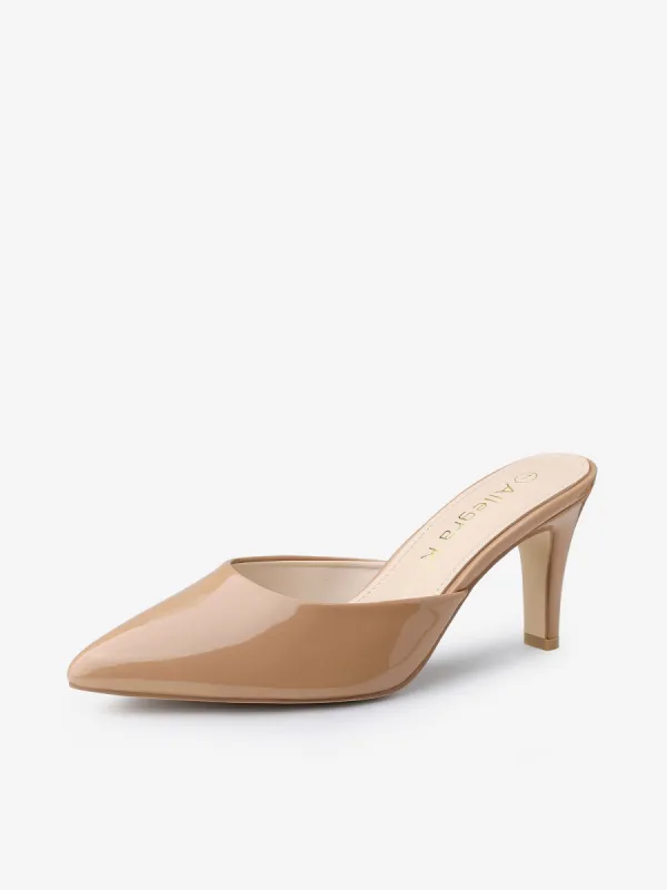 Pointed Toe Stiletto Heel Slide Mules sold by Allegra K