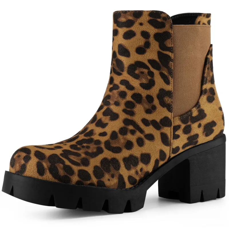 Lug Sole Chunky Heel Chelsea Combat Boots sold by Allegra K