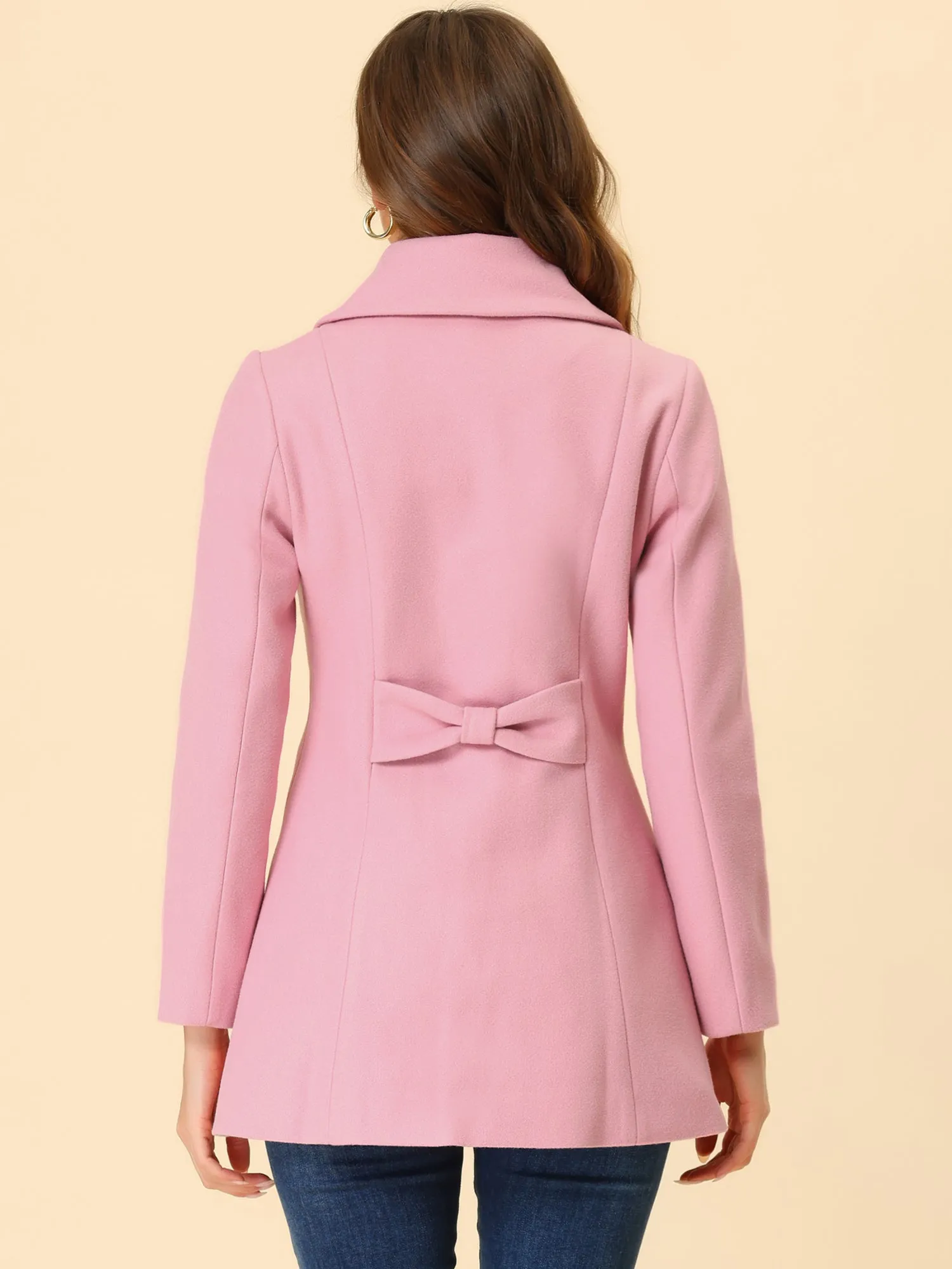 Turn Down Collar Overcoat A-Line Single Breasted Winter Coat sold by Allegra K product image thumbnail 4