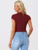 Women's Casual Crew Neck Cap Sleeves Basic Solid Crop Top sold by Allegra K