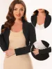 Open Front Bolero Long Sleeve Shrug Curved Hem Crop Top Cardigan sold by Allegra K