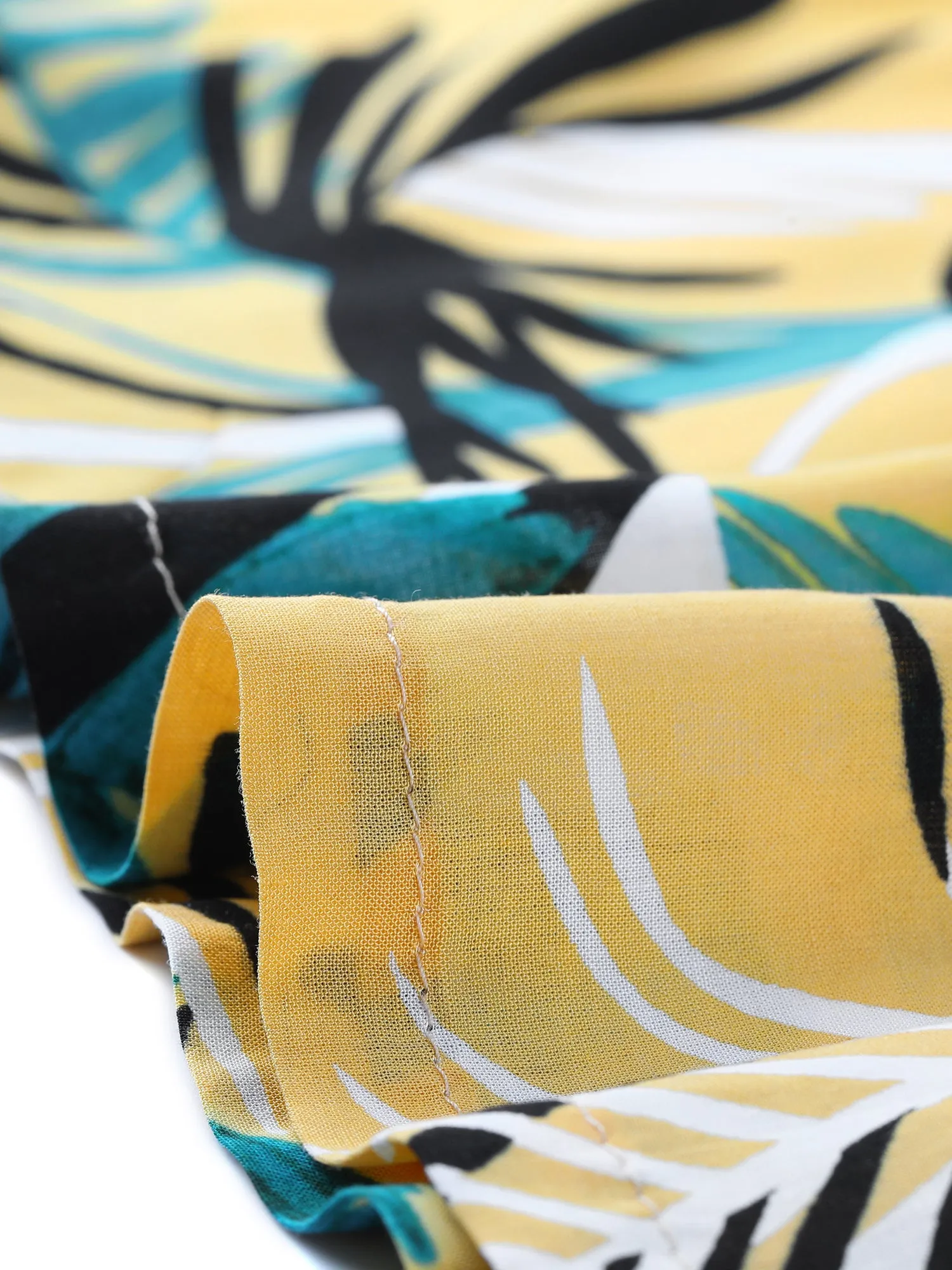 Hawaiian Short Puff Sleeve Square Neck Tropical Floral A-Line Dress sold by Allegra K product image thumbnail 4