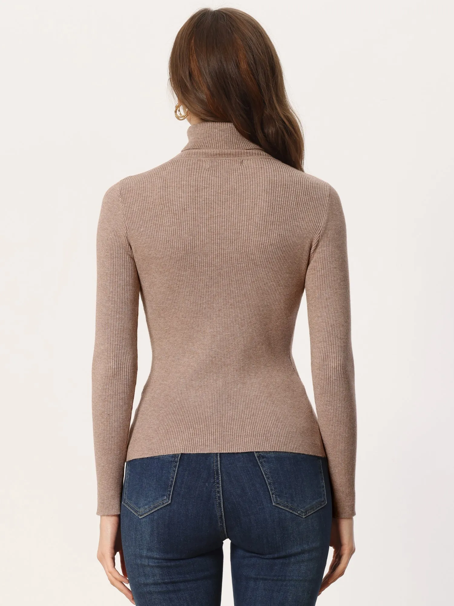 Turtleneck Knit Sweater Long Sleeve Hollow Out Sexy Fit Pullover Tops sold by Allegra K product image thumbnail 2