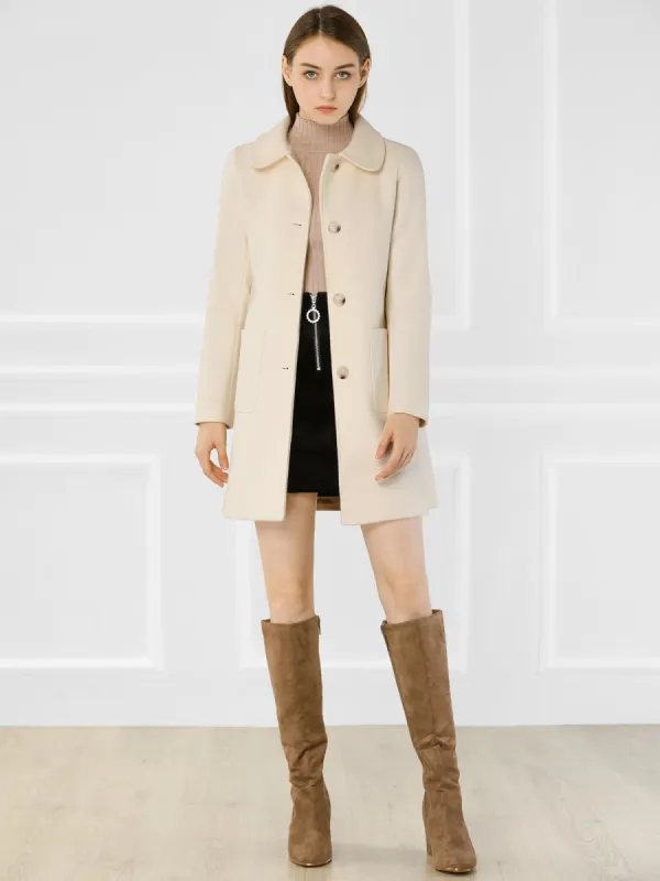 Turn Down Collar Single Breasted Winter Outwear Trench Coat sold by Allegra K