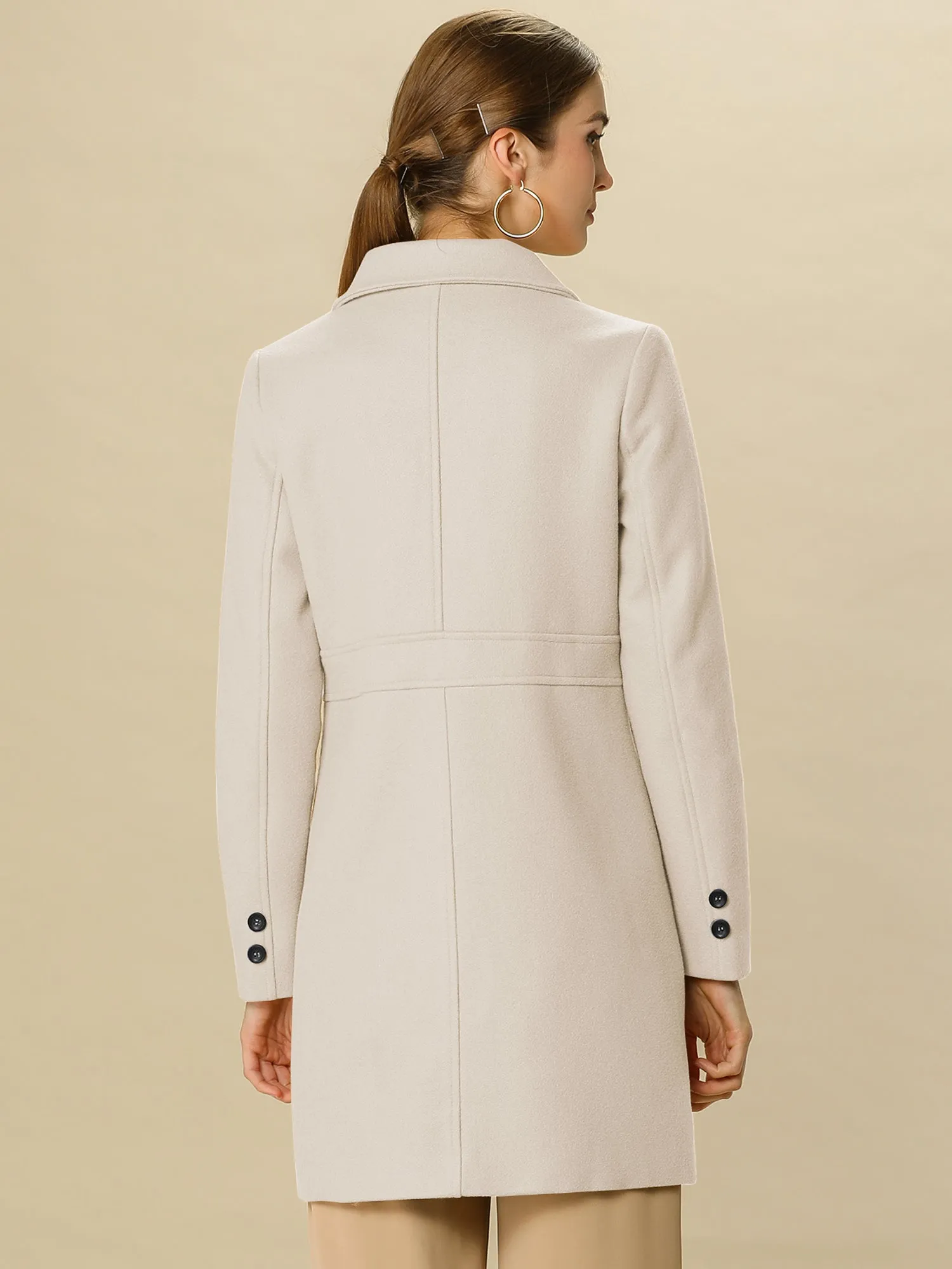 Double Breasted Notched Lapel Long Winter Coat sold by Allegra K product image thumbnail 5