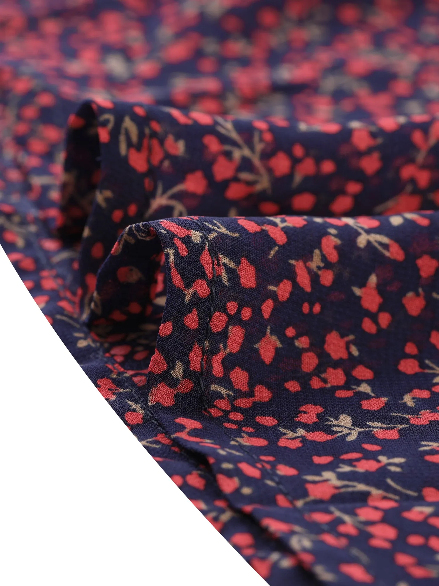 Sleeveless Midi Floral Mock Neck Smocked Waist Ruffled Flowy Dress sold by Allegra K product image thumbnail 4