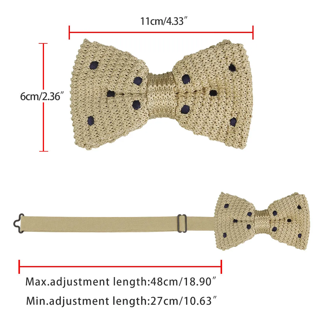 Polka Dots Bow Ties Adjustable Strap Pre-tied Knitted Bowties sold by Allegra K product image thumbnail 3