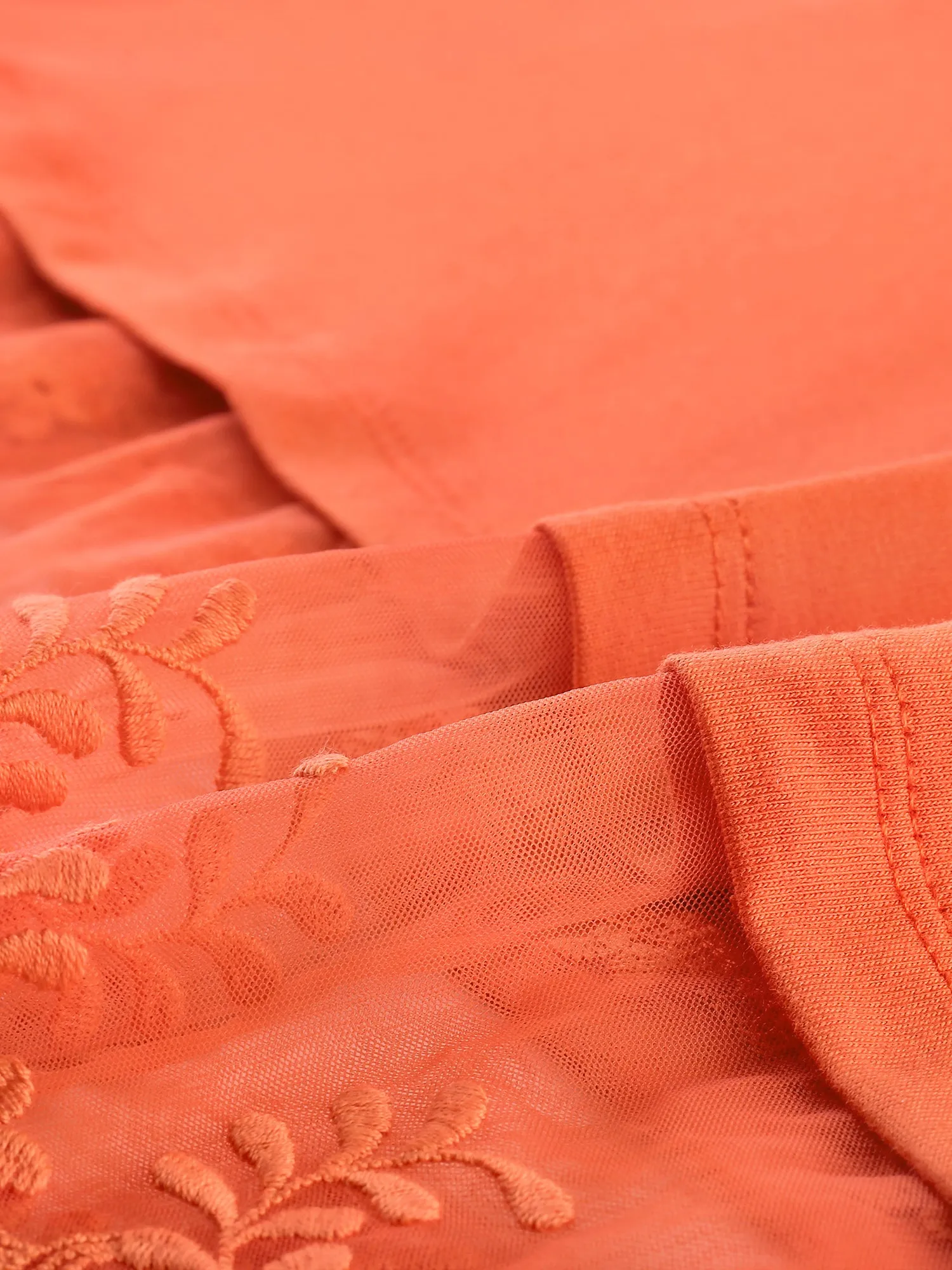 Casual Round Neck Sheer Panel Short Sleeve Knit Tiered Lace Blouse sold by Allegra K product image thumbnail 4