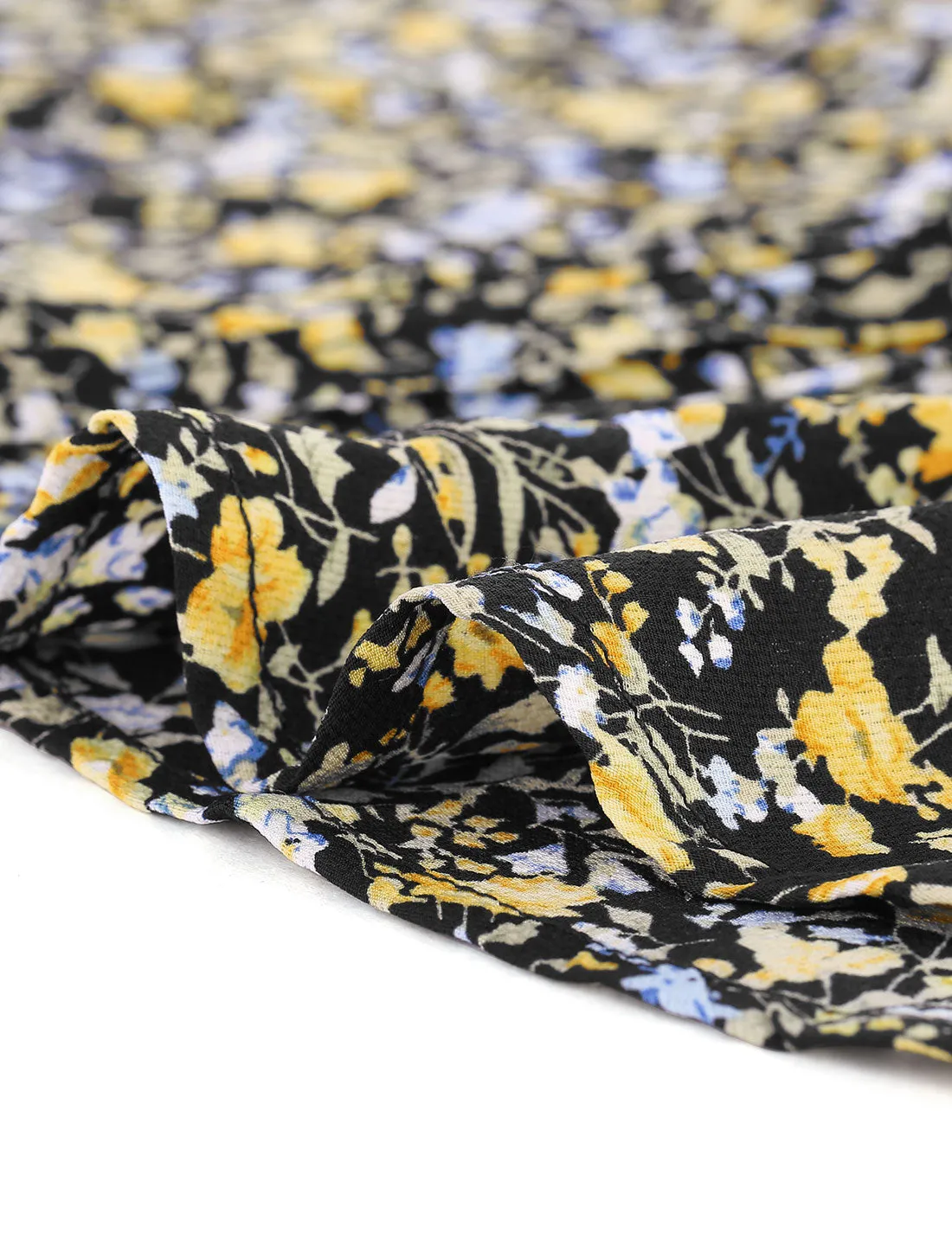 Button Down Back Long Sleeve Pleated Floral Printed Blouse sold by Allegra K product image thumbnail 3