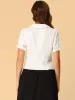 Work Blouse Contrast-Trim Puff Sleeve Peter Pan Collar Shirt Top sold by Allegra K