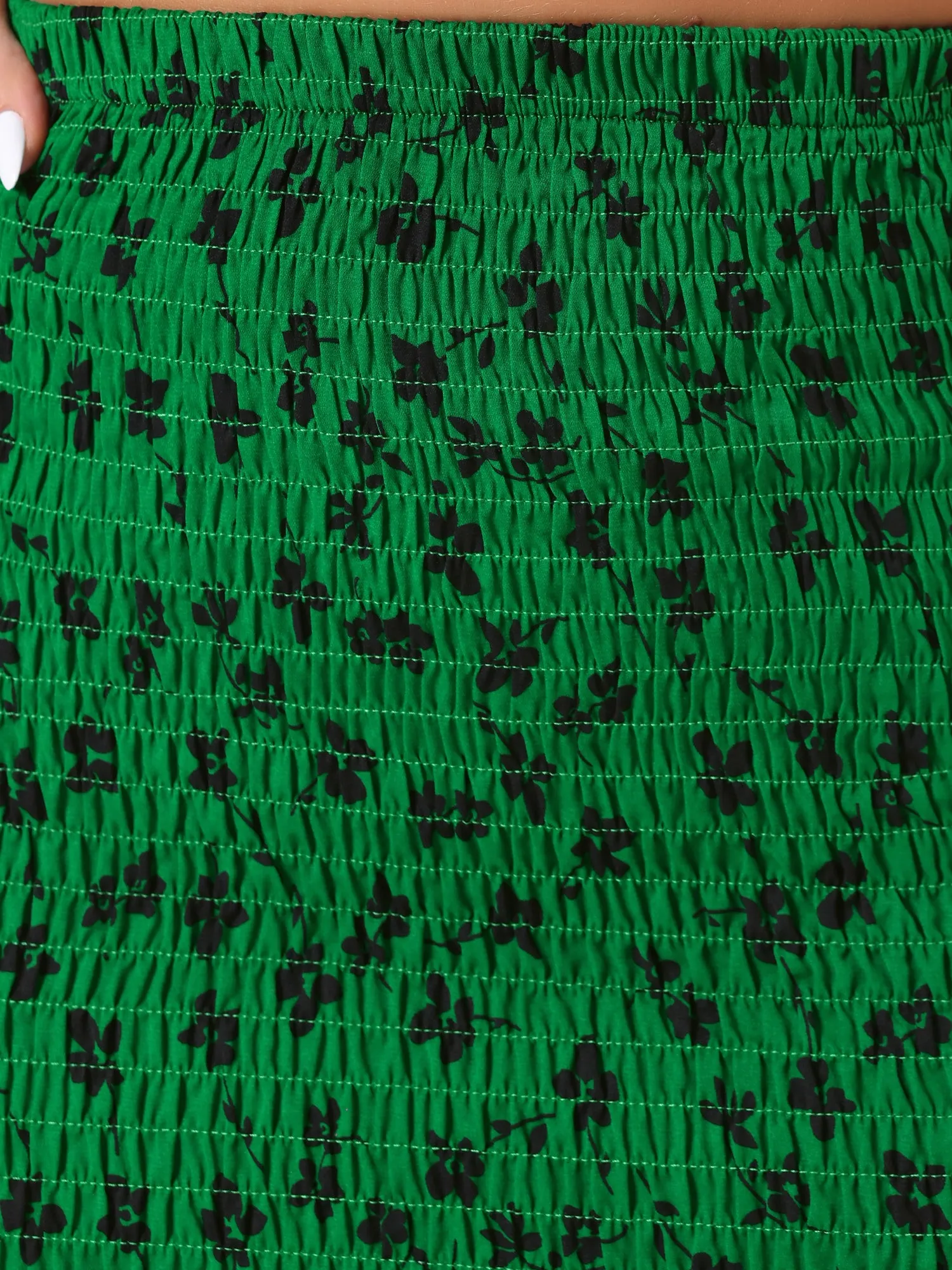 Smocked Bodycon Mermaid Pencil Floral Midi Skirt sold by Allegra K product image thumbnail 4