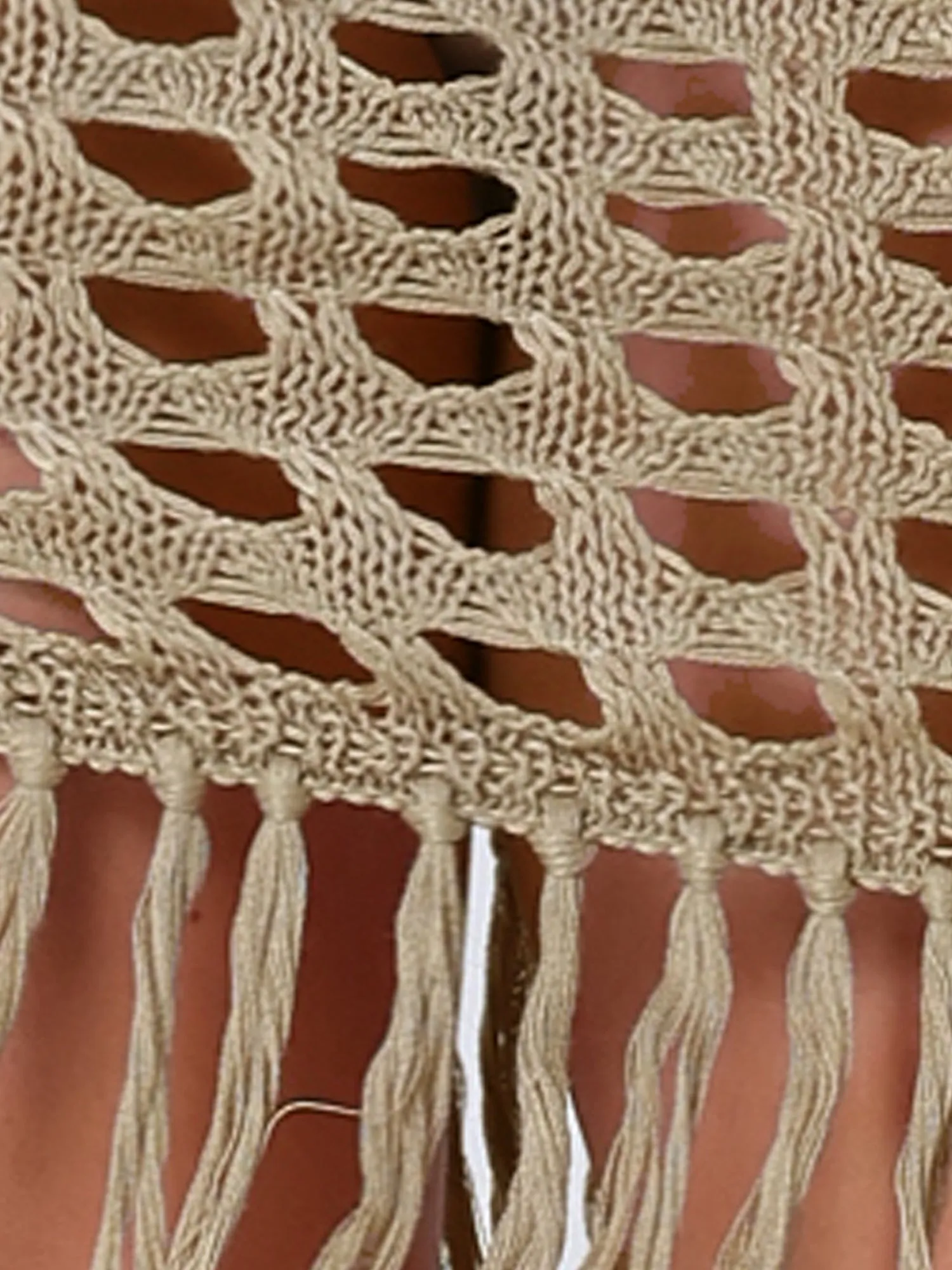 Crochet Tassel Mesh Cover Up Drawstring Beach Mini Skirt sold by Allegra K product image thumbnail 5