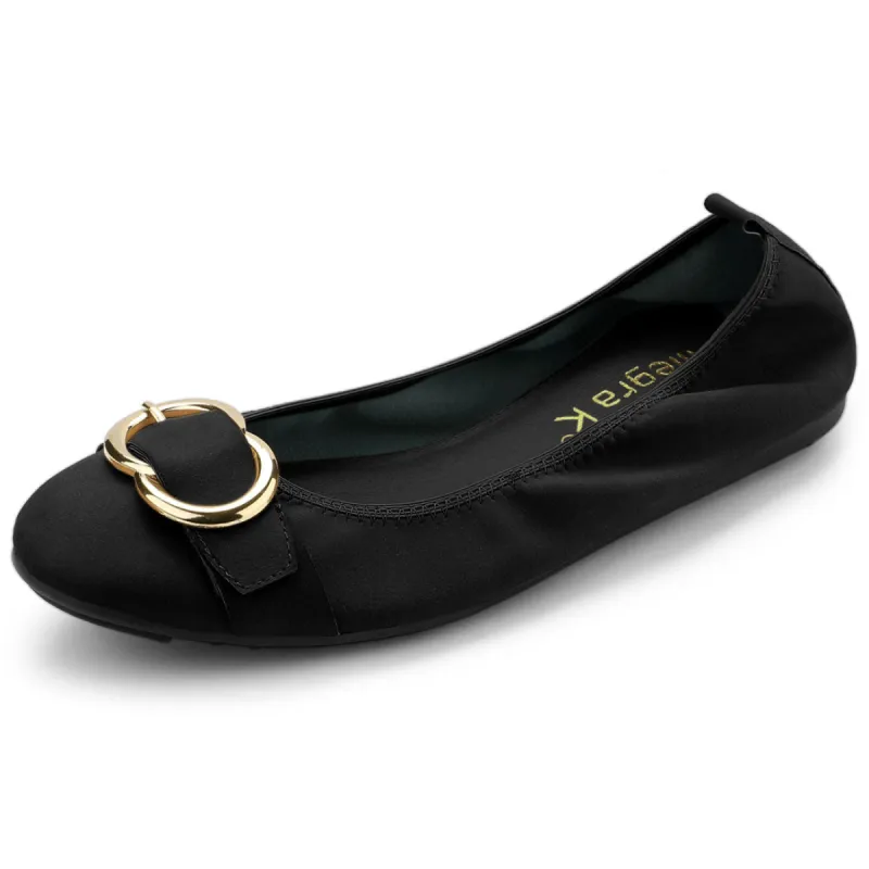 Elegant Round Toe Slip on Belt Decor Ballet Flats sold by Allegra K