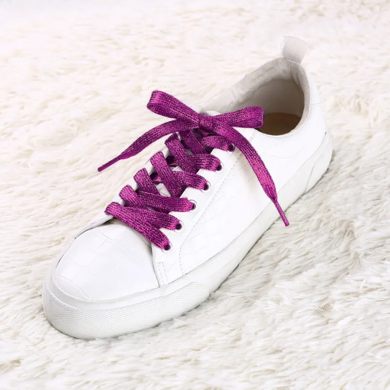 Glitter Metallic Shiny Flat Sneakers Shoelace Strings sold by Allegra K
