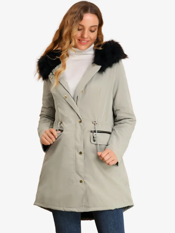 Winter Hooded Coat Down Faux Fur Warm Parka Jacket sold by Allegra K