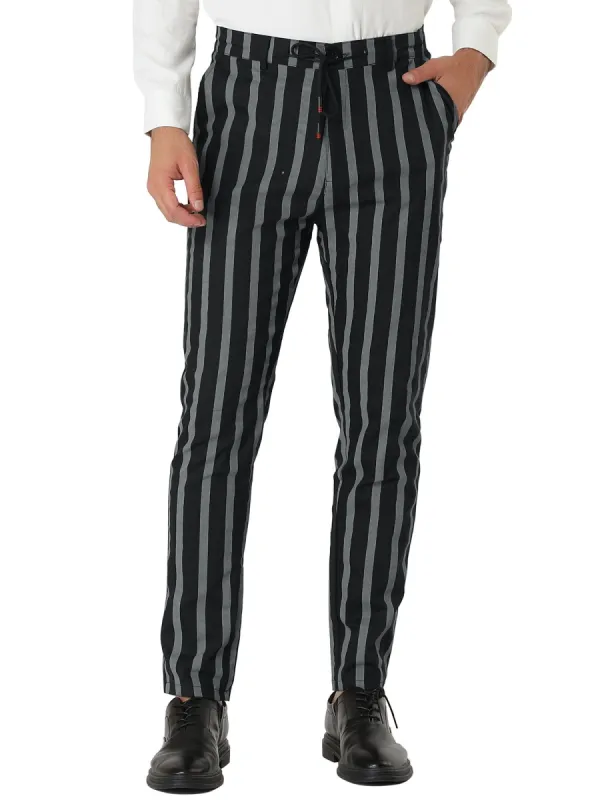 Men's Casual Striped Dress Pants Slim Fit Flat Front Contrast Color Suit Trousers sold by Allegra K