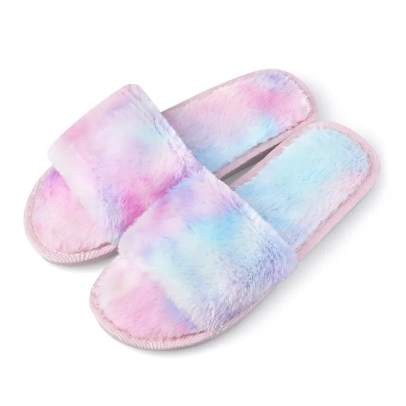 Women's Tie Dyed Comfy Nonslip Foam Plush Slides made by Allegra K