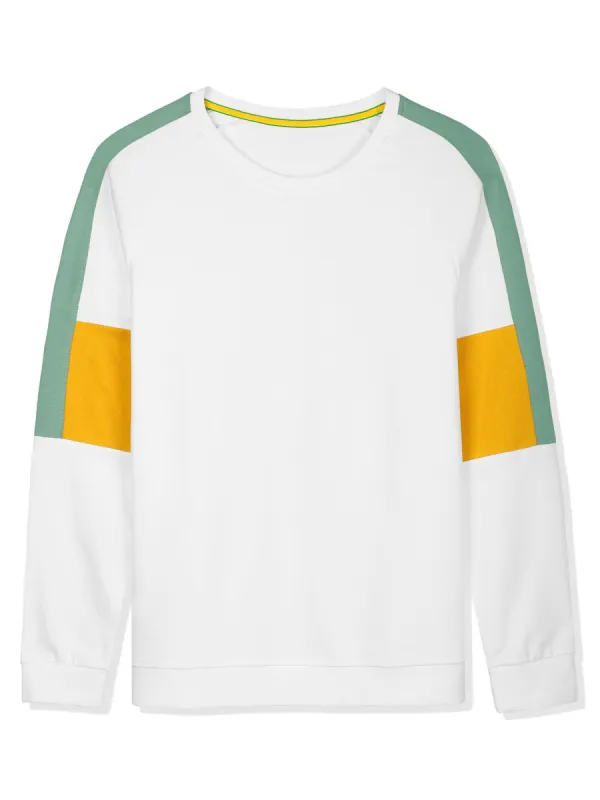 Men's Color Block Sweatshirt Crew Neck Long Sleeves Pullover Jumper T-Shirt sold by Allegra K
