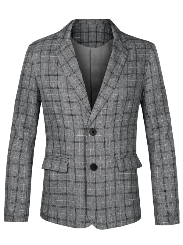 Men's Dress Plaid Blazer One Button Slim Fit Checked Suit Sport Coat Jacket sold by Allegra K