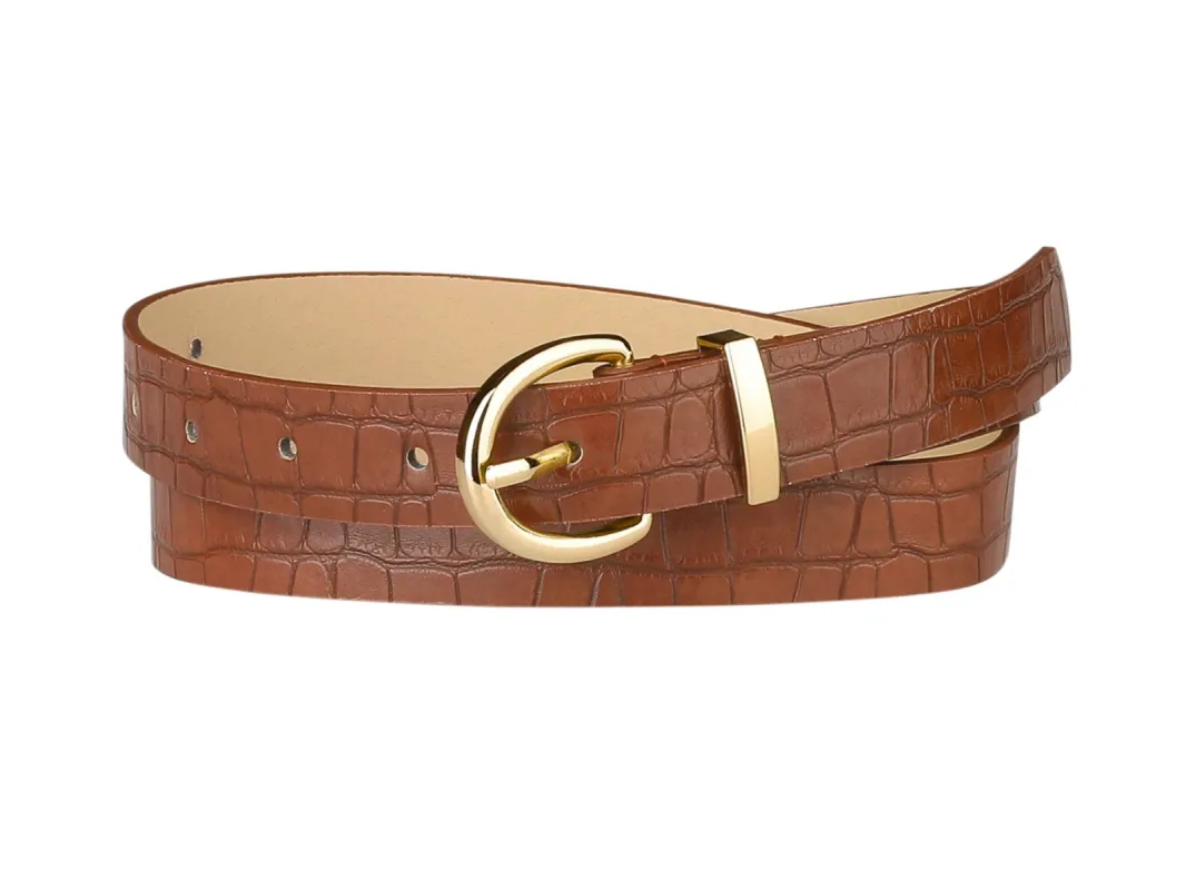Alligator Embossed Belts Leather Waist Alloy Pin Buckle Belt For Women sold by Allegra K
