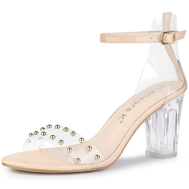 Women's Clear Block Heel Ankle Strap Heeled Sandals sold by Allegra K