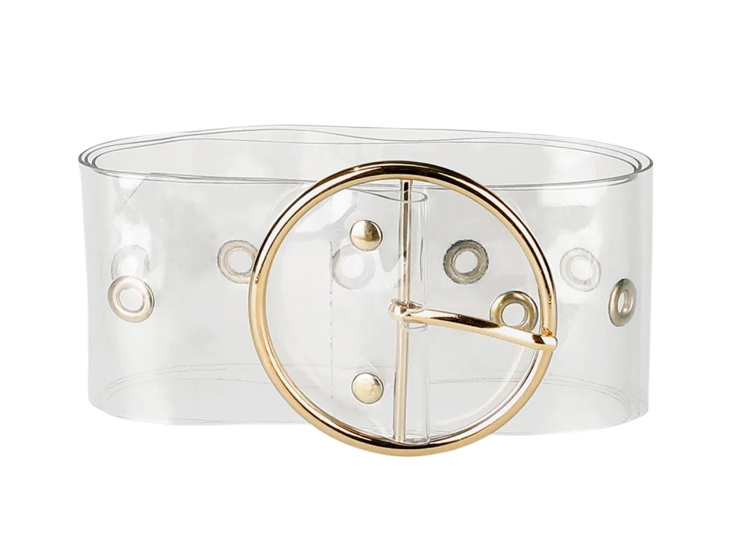 Womens Grommet Clear Wide Waist Belts Transparent Belts sold by Allegra K