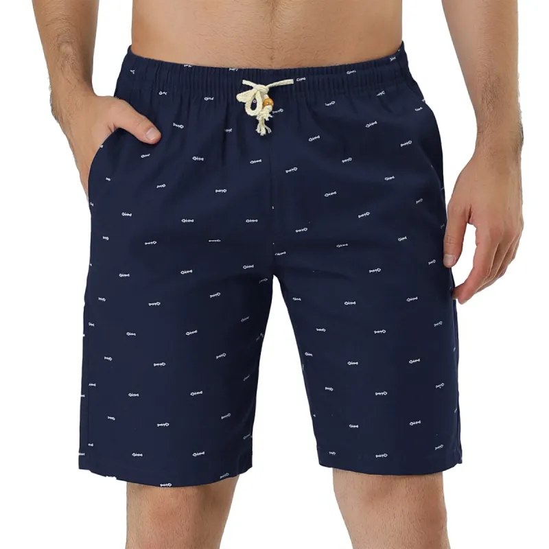 Men's Summer Swim Elastic Waistband Drawstring Pockets Patterned Beach Board Shorts sold by Allegra K
