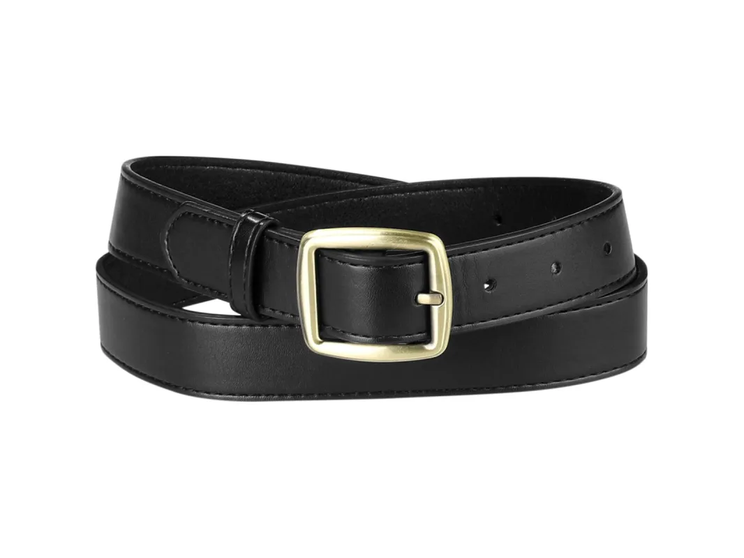 Womens Belt Faux Leather Waist Solid Color Pin Buckle Belts for Girls Ladies sold by Allegra K