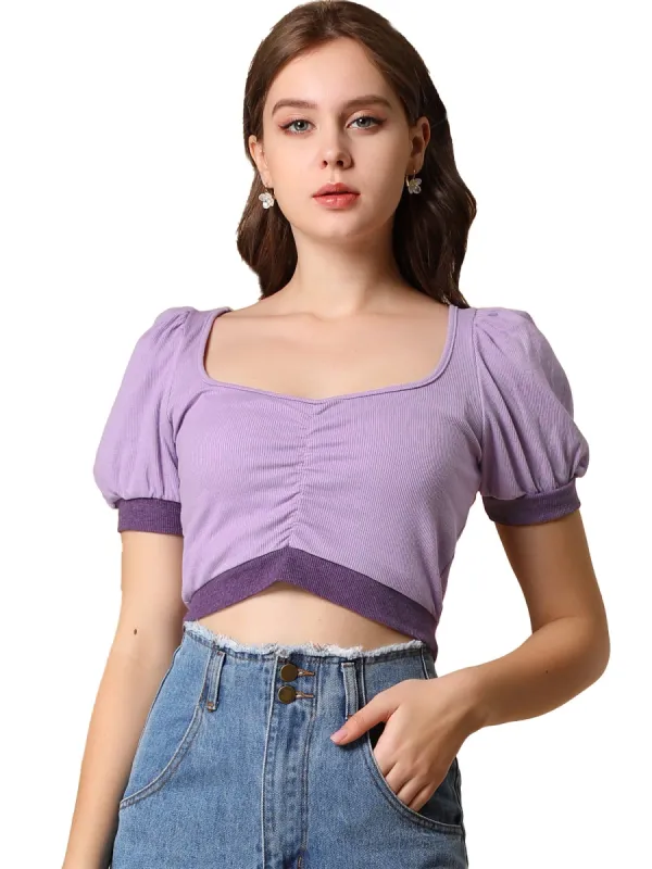 Women's Deep V Neck Contrast Color Pullover Knitted Top made by Allegra K