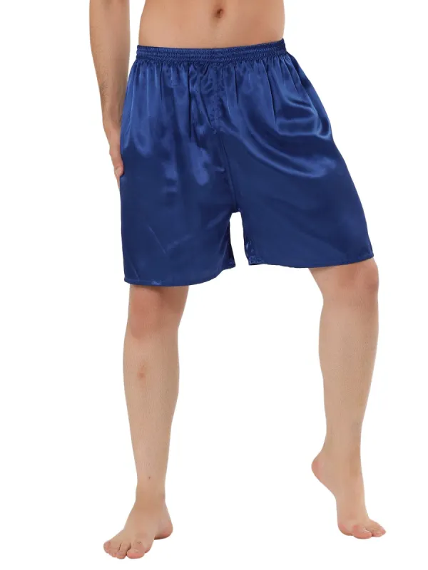 Men's Sleepwear Satin Shorts Elastic Waist Lounge Pajama Bottoms sold by Allegra K