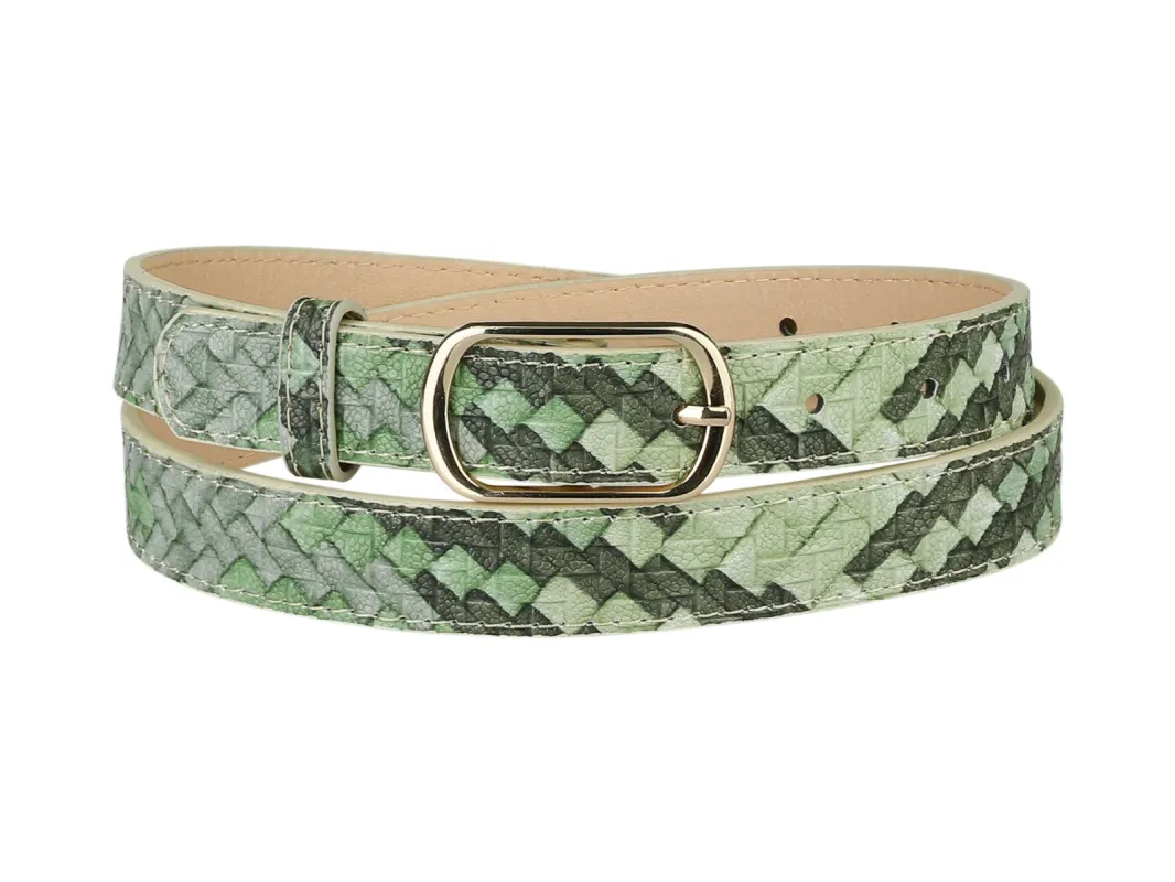 Ladies Faux Leather Belts Metal Pin Buckle Woven Pattern Waist Belts for Jeans Dress sold by Allegra K