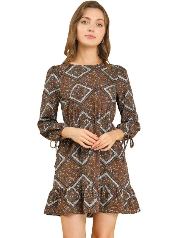 Women's Casual 50s Long Sleeves Retro Boho Dresses Round Neck Ruffle Spring Dress sold by Allegra K