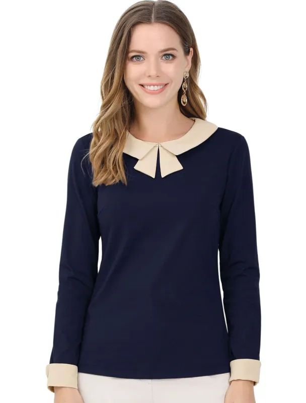 Women's Elegant Collar Long Sleeves Work Office Blouse Top sold by Allegra K