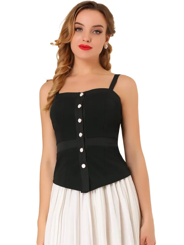 Women's Tie Front High Low Hem Spaghetti Strap Casual Tank Top sold by Allegra K