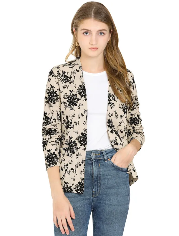 Women's Floral Long Sleeve Casual Metallic Open Front Cardigan sold by Allegra K