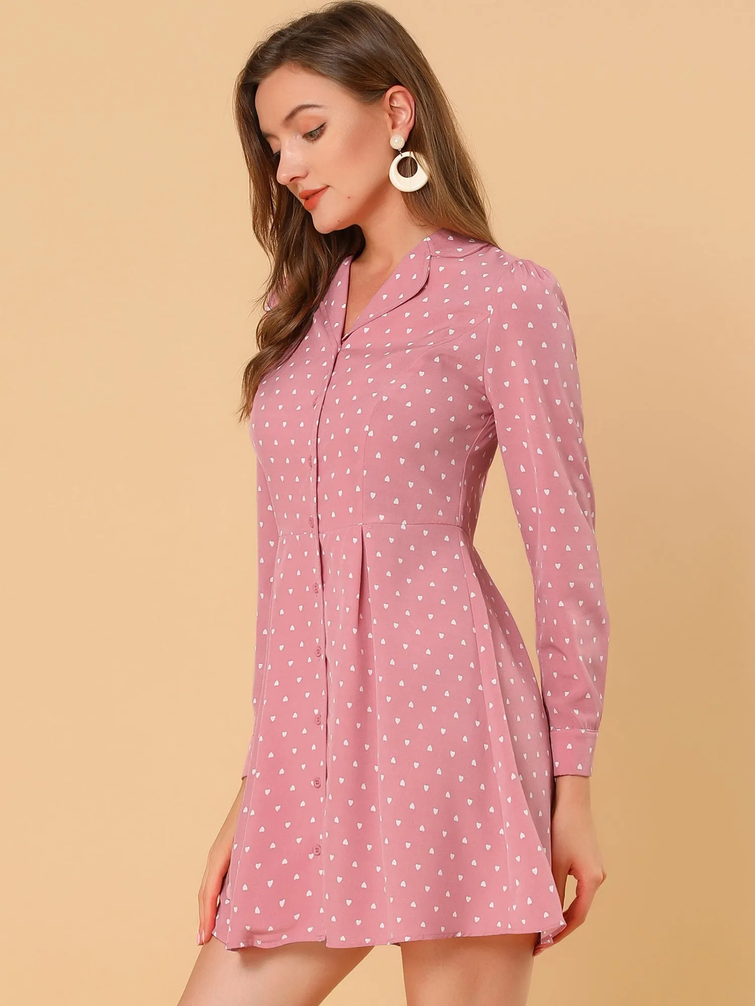 Shirt Polka Dots Lapel Collar Button Down Collared Dress sold by Allegra K product image thumbnail 4