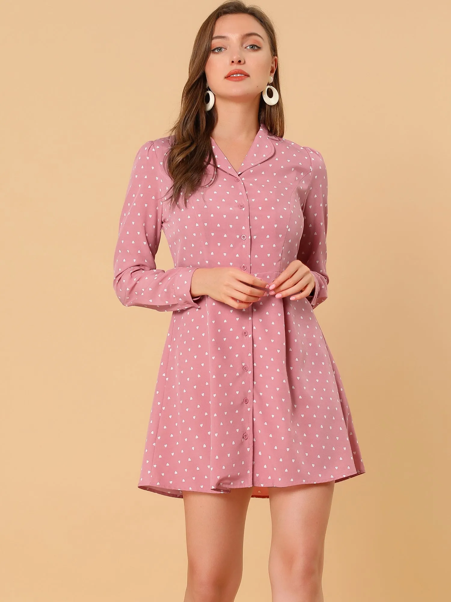 Shirt Polka Dots Lapel Collar Button Down Collared Dress sold by Allegra K product image thumbnail 2
