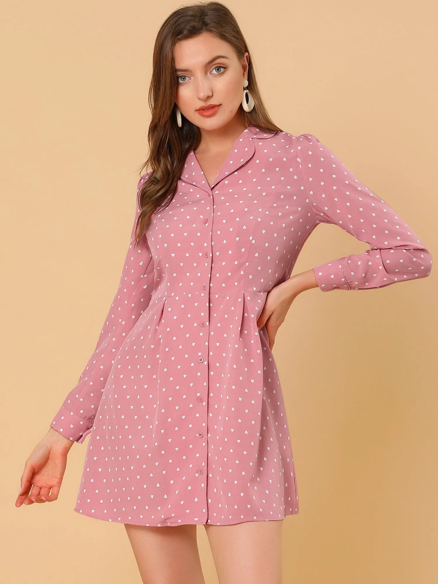 Shirt Polka Dots Lapel Collar Button Down Collared Dress sold by Allegra K product image thumbnail 3