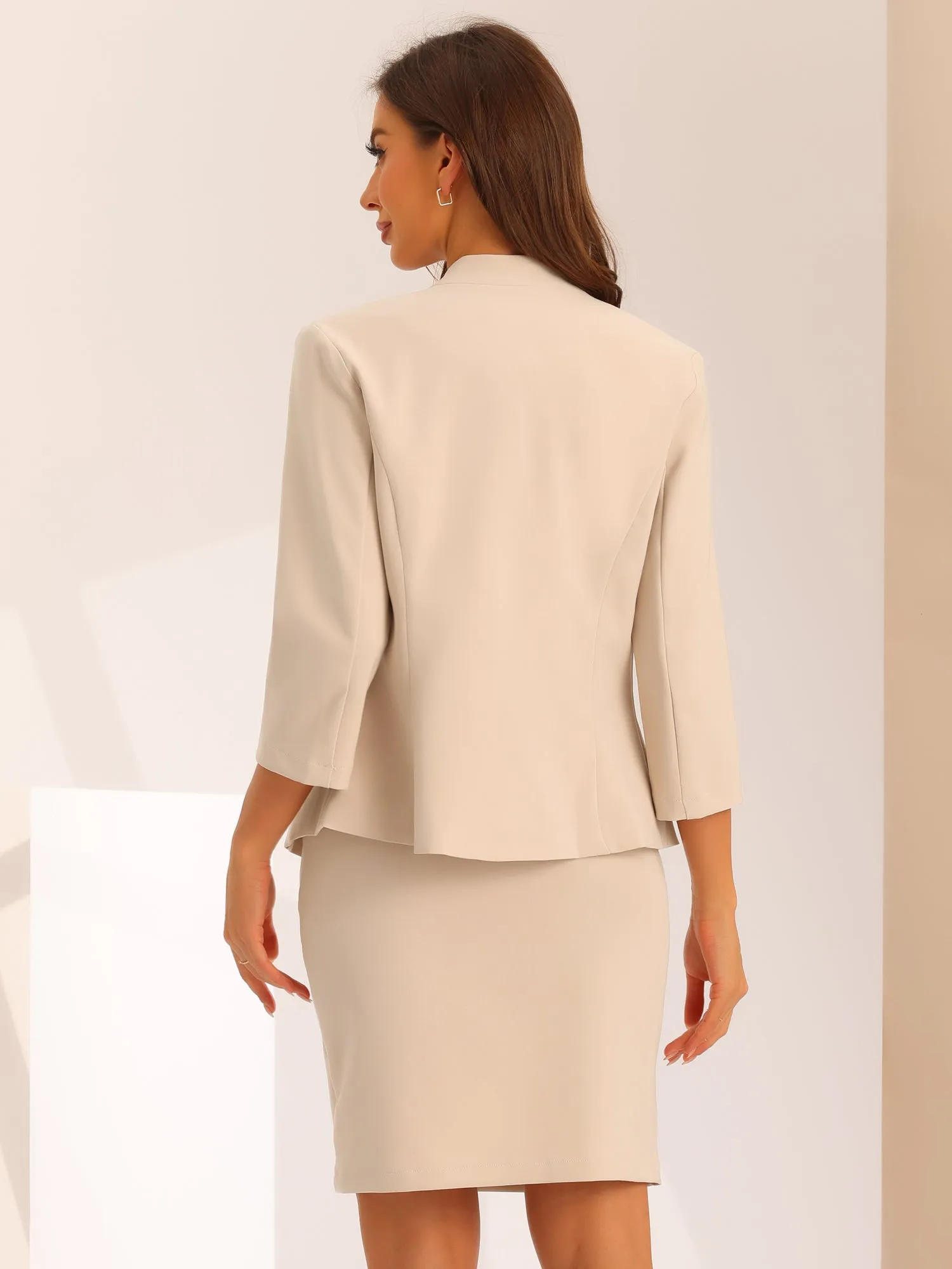 2 Piece Notched Collar Blazer and Pencil Skirt Business Suit Set sold by Allegra K product image thumbnail 3