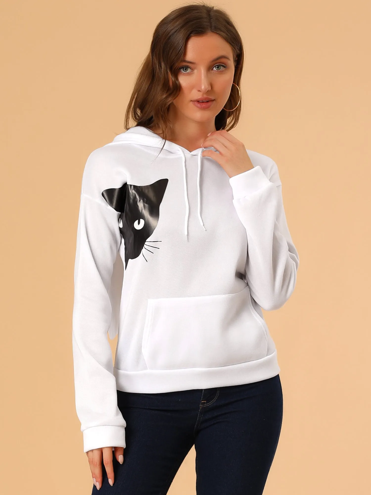 Hoodie Rabbit Ear Cat Print Halloween Cosplay Sweatshirt Tops Blouse sold by Allegra K product image thumbnail 4