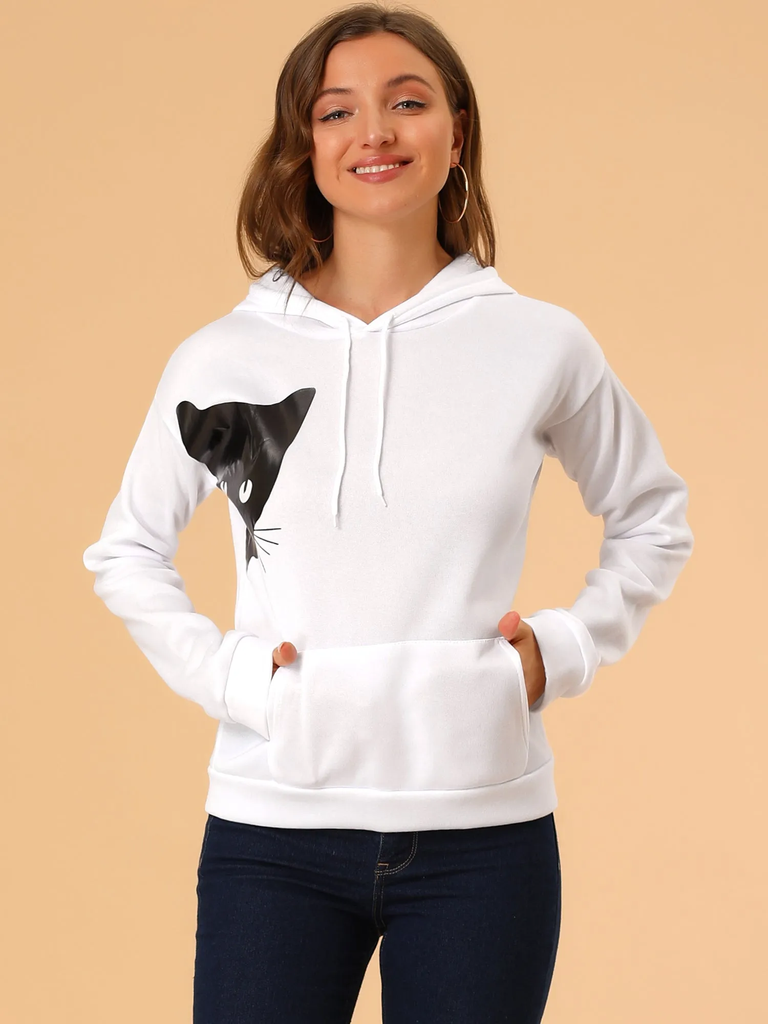 Hoodie Rabbit Ear Cat Print Halloween Cosplay Sweatshirt Tops Blouse sold by Allegra K product image thumbnail 2