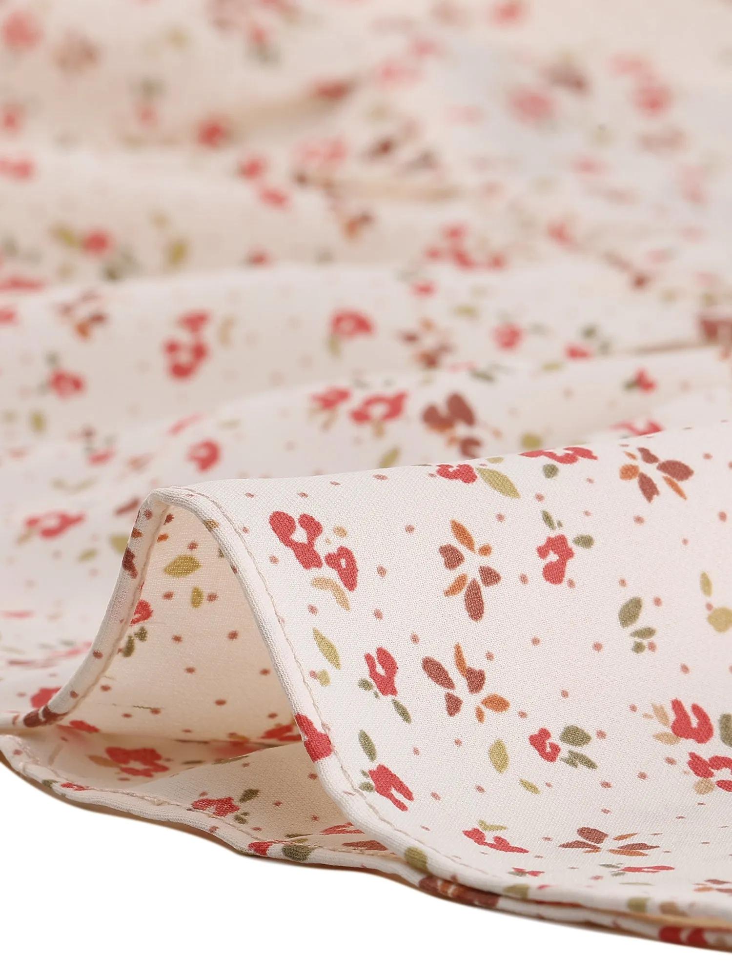 Floral Peter Pan Collar Keyhole Long Sleeve Ruffle Chiffon Dress sold by Allegra K product image thumbnail 5