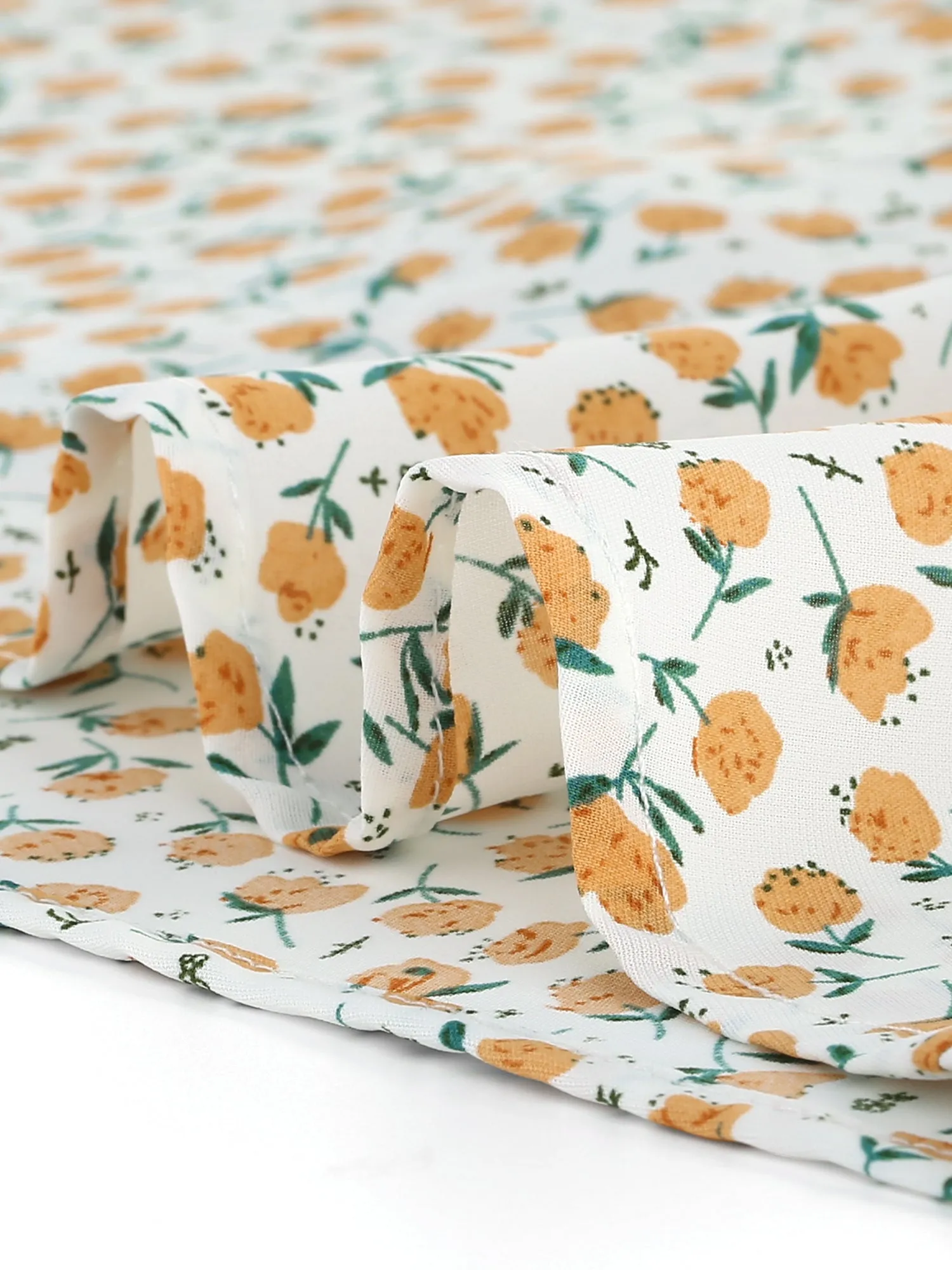 Floral Ruffled Neck Cap Sleeve Summer Button Down Shirt Blouse sold by Allegra K product image thumbnail 5