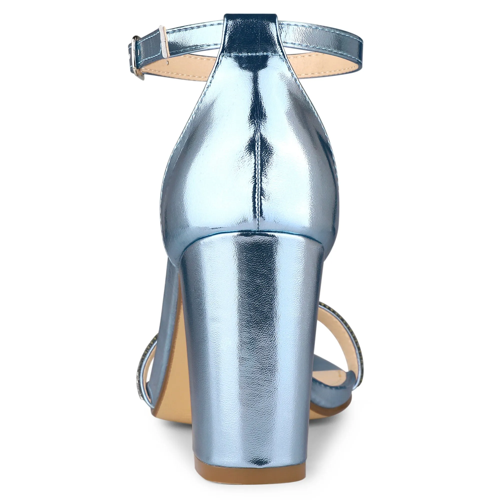 Rhinestone Ankle Strap Chunky Heel Sandals sold by Allegra K product image thumbnail 4