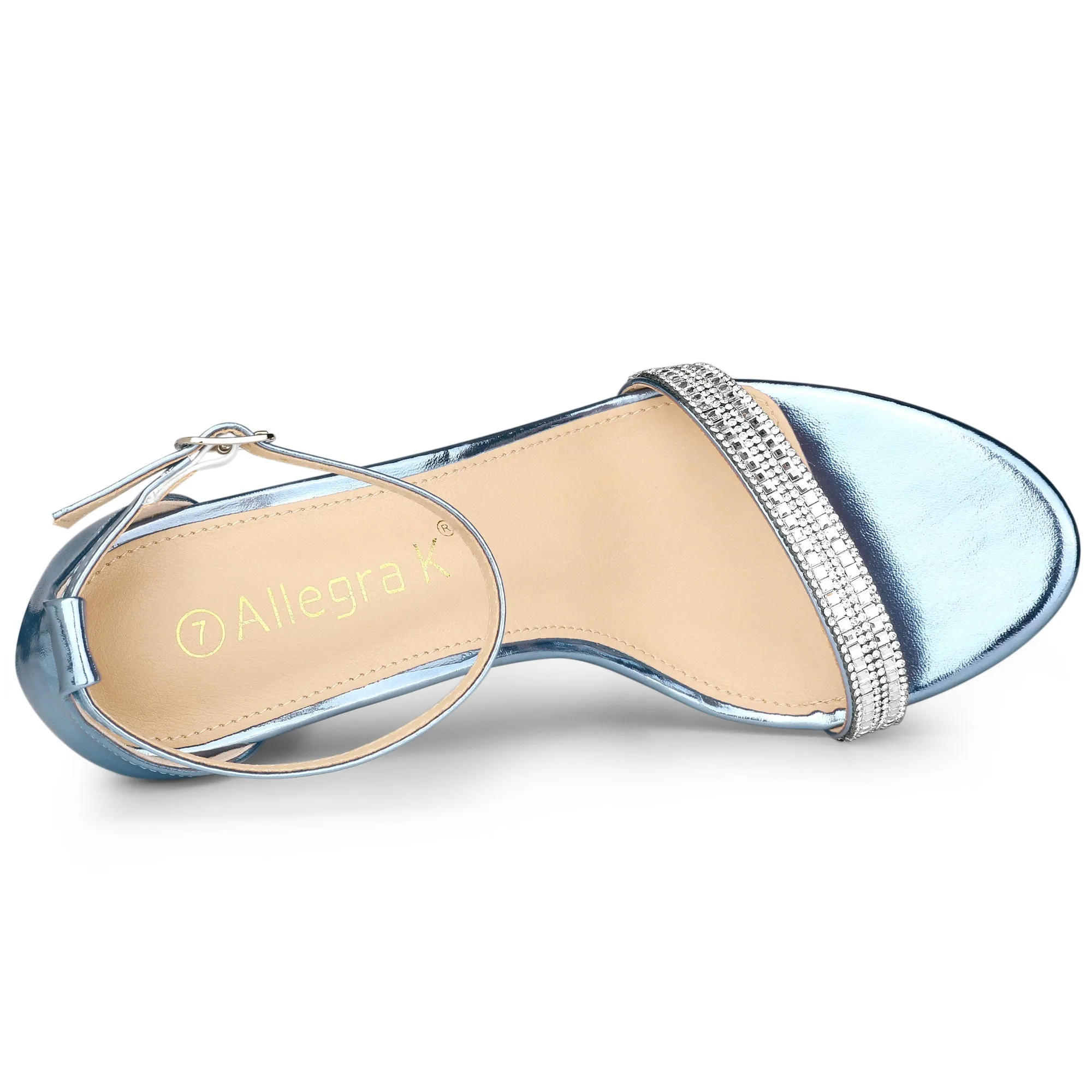 Rhinestone Ankle Strap Chunky Heel Sandals sold by Allegra K product image thumbnail 5