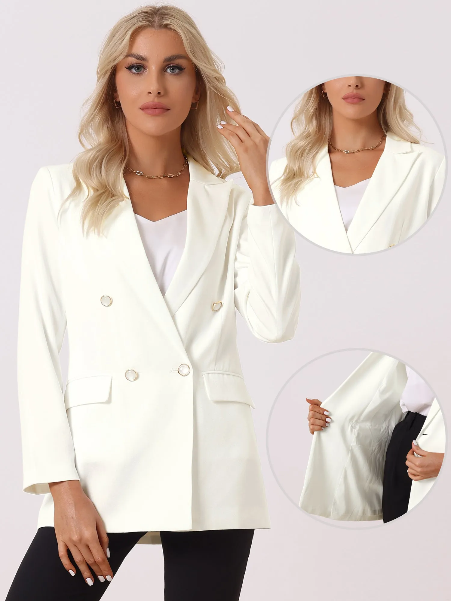 Lapel Collar Dressy Casual Work Office Business Blazer sold by Allegra K product image thumbnail 2